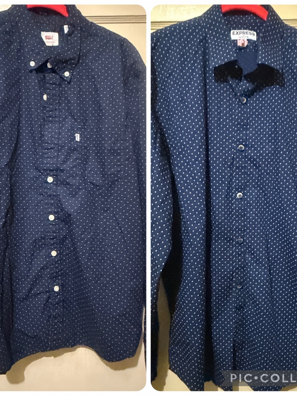 Van Heusen Men’s Navy Dot-Print Long Sleeve Button-Down Shirt